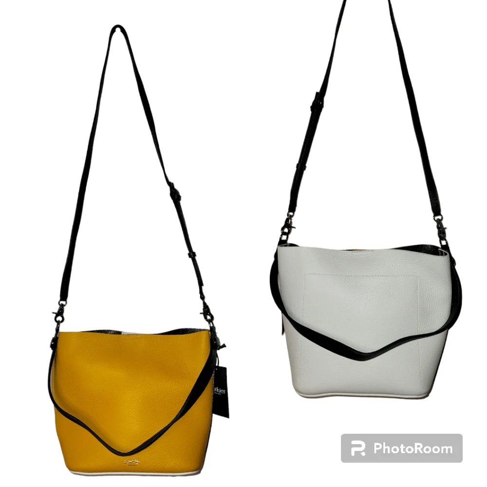 botkier Convertible Bucket Leather Bag, Turmeric Combo, NWT